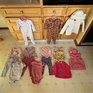 14 Item Bundle - Toddler Girls 12m - 24m Sized Shirts Leggings Hoodie Vests